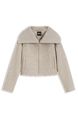 Zip-front jacket in virgin wool