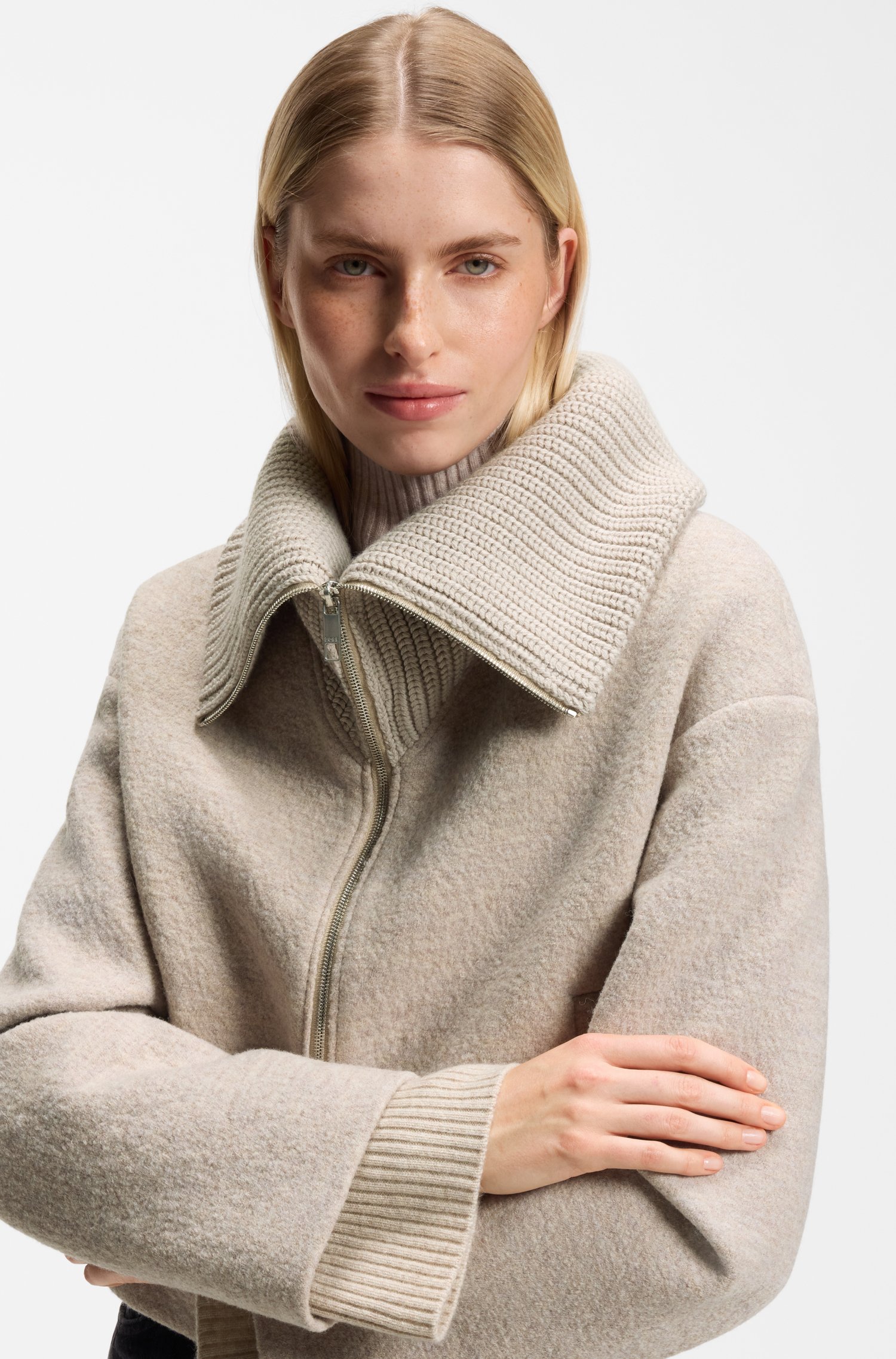 Boss Zip-front jacket in virgin wool kavajer & blazers dam – bild 3