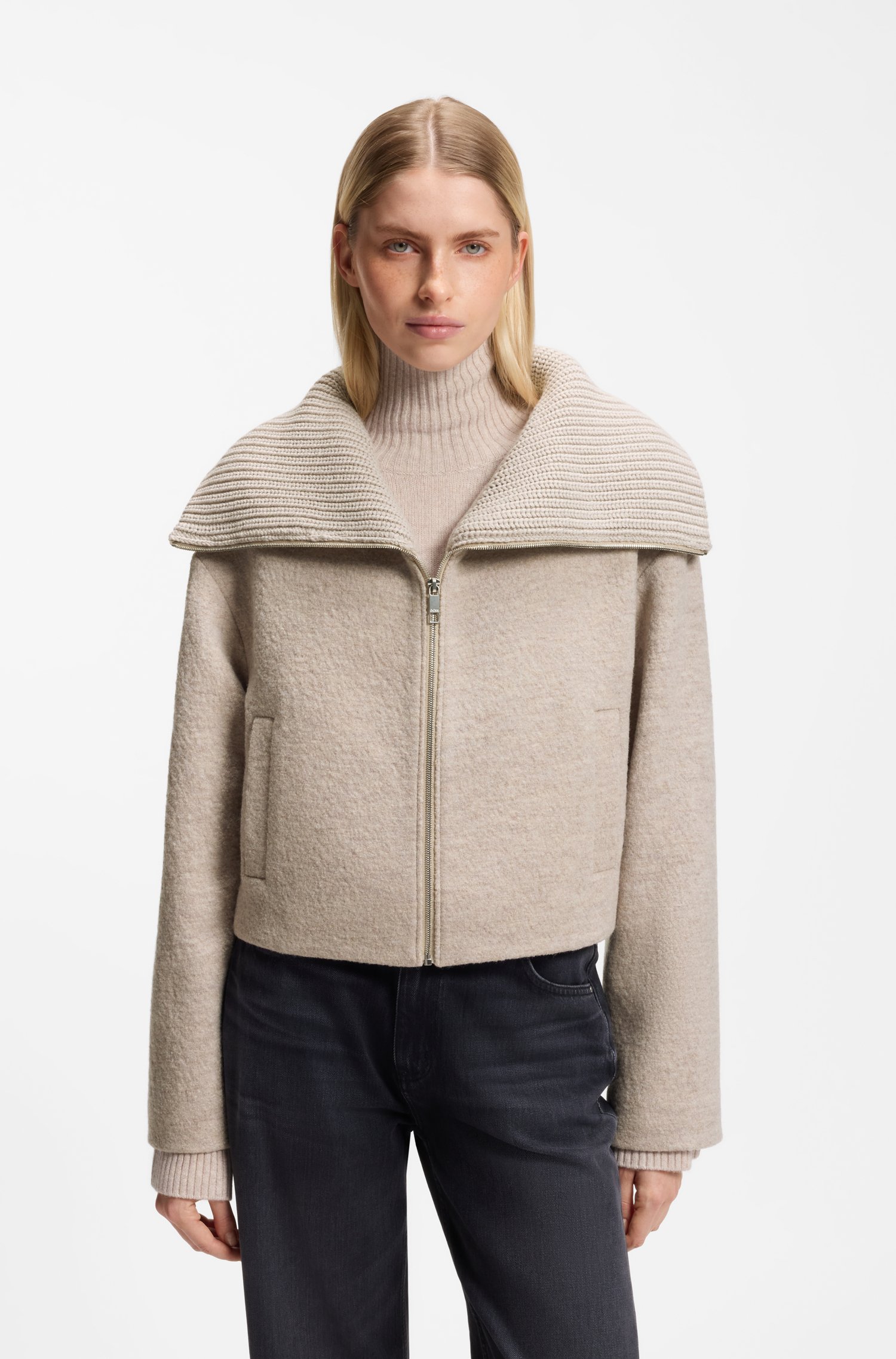 Boss Zip-front jacket in virgin wool kavajer & blazers dam