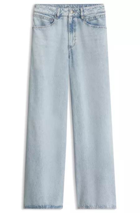 Relaxed-fit wide-leg jeans in light-blue denim
