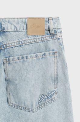 Relaxed-fit wide-leg jeans in light-blue denim, Light Blue