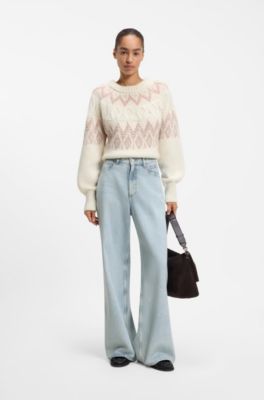 Jeans relaxed fit a gamba larga in denim azzurro, Celeste