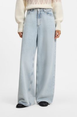 Relaxed-fit wide-leg jeans in light-blue denim, Light Blue