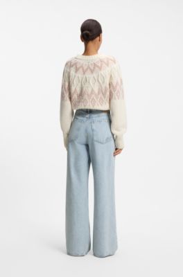 Jeans relaxed fit a gamba larga in denim azzurro, Celeste