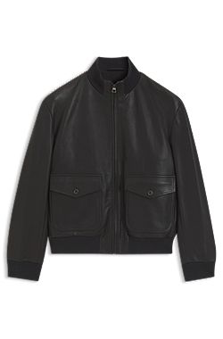 BOSS BY BECKHAM leather jacket with knit trims