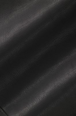 BOSS BY BECKHAM leather jacket with knit trims, Dark Brown