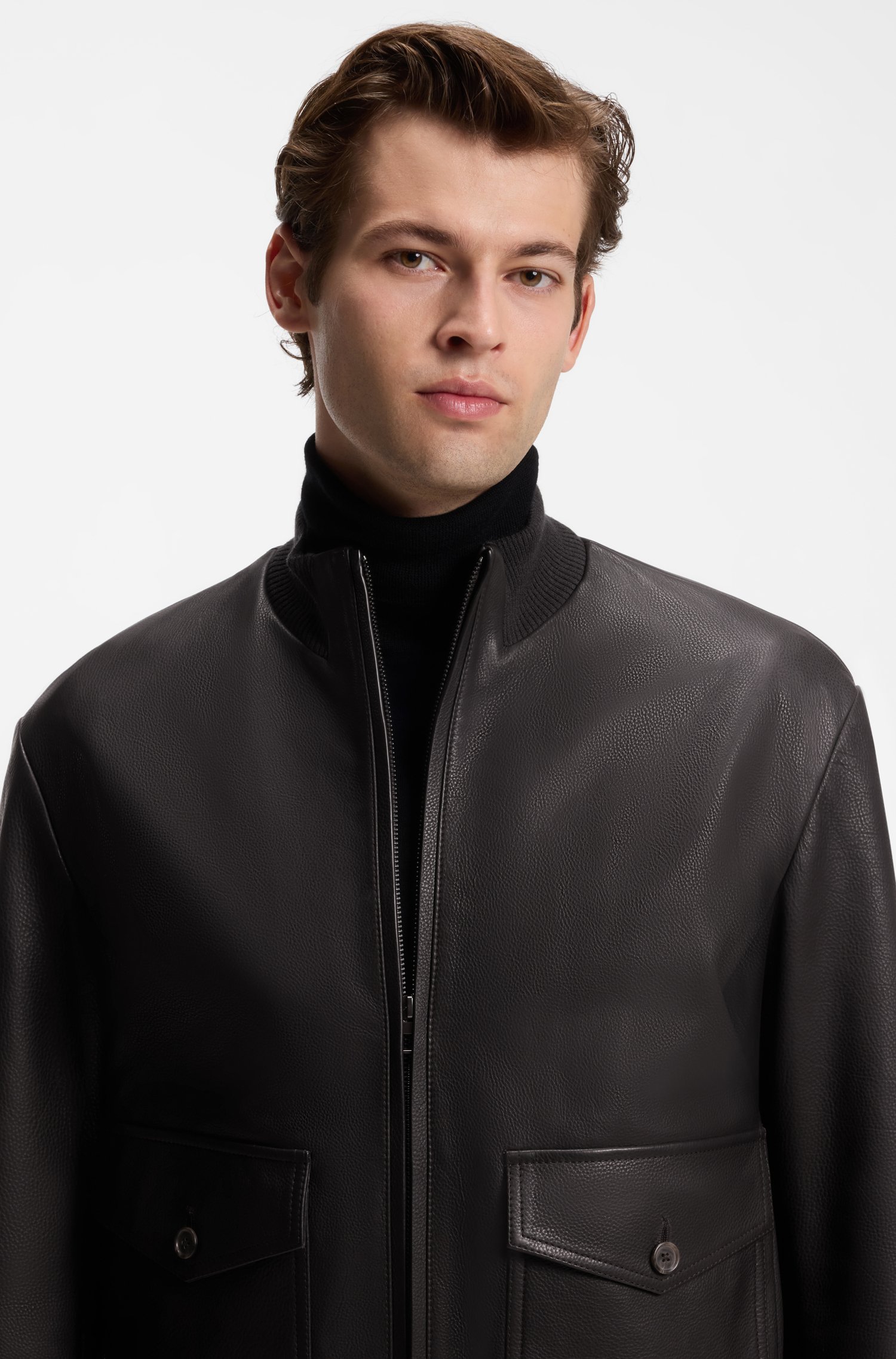 Boss BY BECKHAM leather jacket with knit trims jackor herr – bild 3