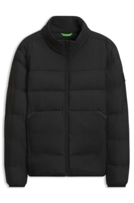 Water-repellent puffer jacket with zipped sleeve pocket, Black