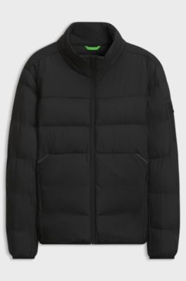 Piumino idrorepellente con tasca sulla manica con zip, Nero