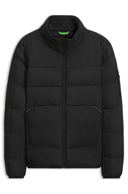 Water-repellent puffer jacket with zipped sleeve pocket