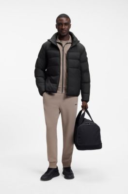 Water-repellent puffer jacket with zipped sleeve pocket, Black