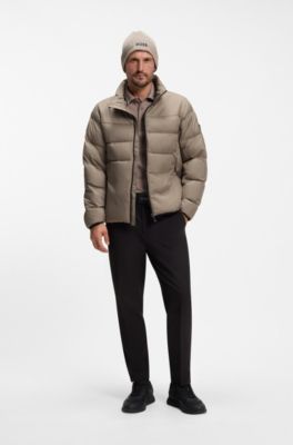 Water-repellent puffer jacket with zipped sleeve pocket, Light Brown