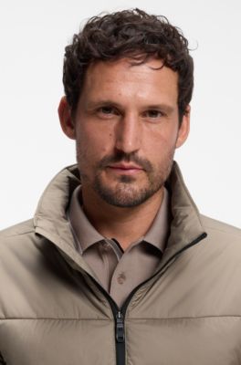 Water-repellent puffer jacket with zipped sleeve pocket, Light Brown