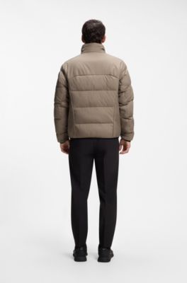 Water-repellent puffer jacket with zipped sleeve pocket, Light Brown