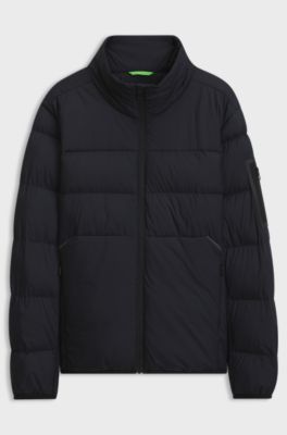 Water-repellent puffer jacket with zipped sleeve pocket, Dark Blue