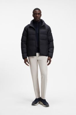 Water-repellent puffer jacket with zipped sleeve pocket, Dark Blue
