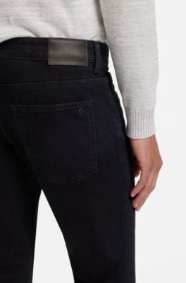 Slim-fit jeans in dark-blue comfort-stretch denim, Dark Blue