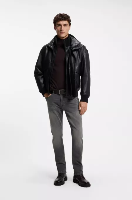 Slim-fit grey jeans in flexible soft-motion denim