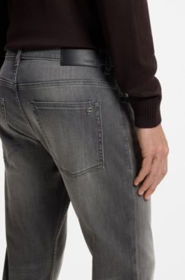 Slim-fit grey jeans in flexible soft-motion denim, Grey