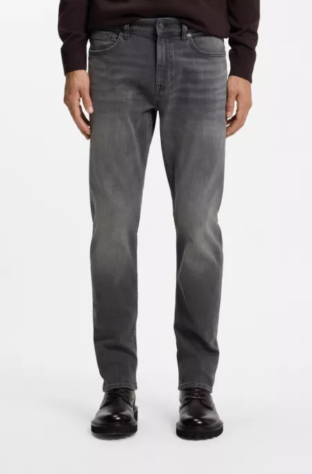 Slim-fit grey jeans in flexible soft-motion denim