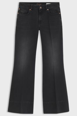 Low-rise regular-fit jeans in bootcut cotton, Black