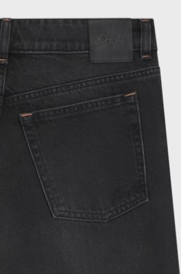 Low-rise regular-fit jeans in bootcut cotton, Black