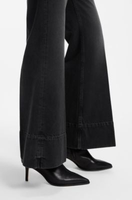 Low-rise regular-fit jeans in bootcut cotton, Black