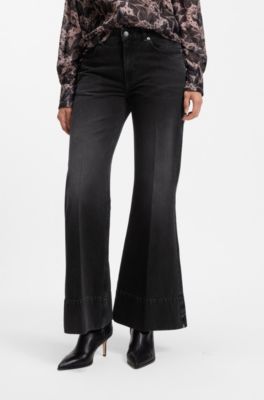 Low-rise regular-fit jeans in bootcut cotton, Black