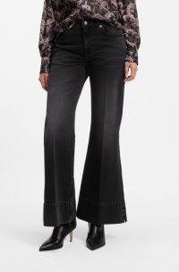 Low-rise regular-fit jeans in bootcut cotton, Black