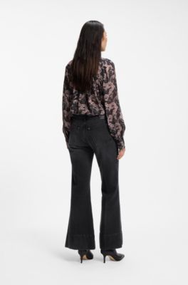 Low-rise regular-fit jeans in bootcut cotton, Black