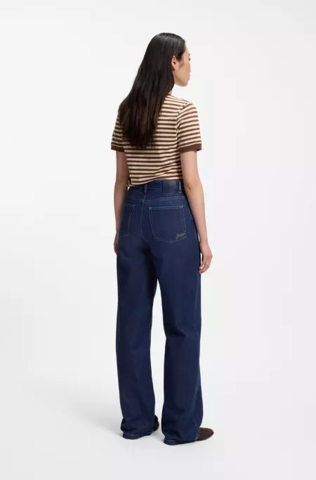 Wide-leg jeans in marble-washed denim