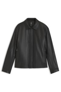 Porsche x BOSS leather jacket with concealed magnetic closure, Black