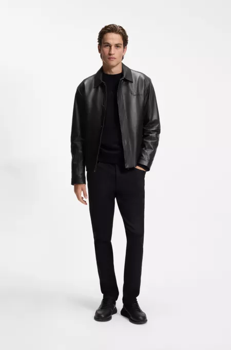 Porsche x BOSS veste en cuir avec fermoir magnétique dissimulé