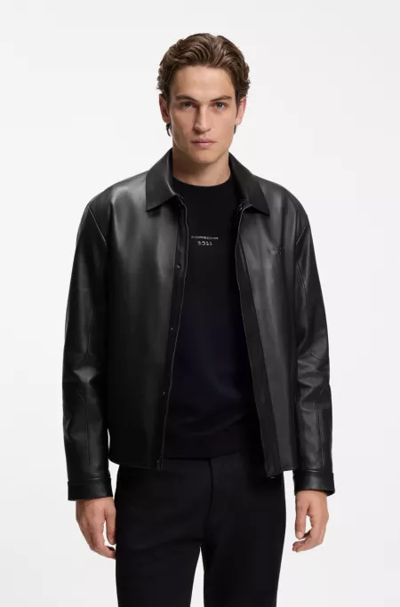 Porsche x BOSS veste en cuir avec fermoir magnétique dissimulé