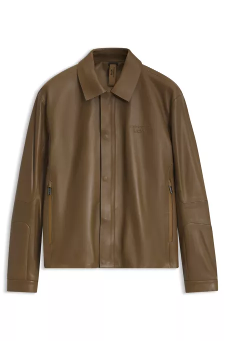 Porsche x BOSS veste en cuir avec fermoir magnétique dissimulé