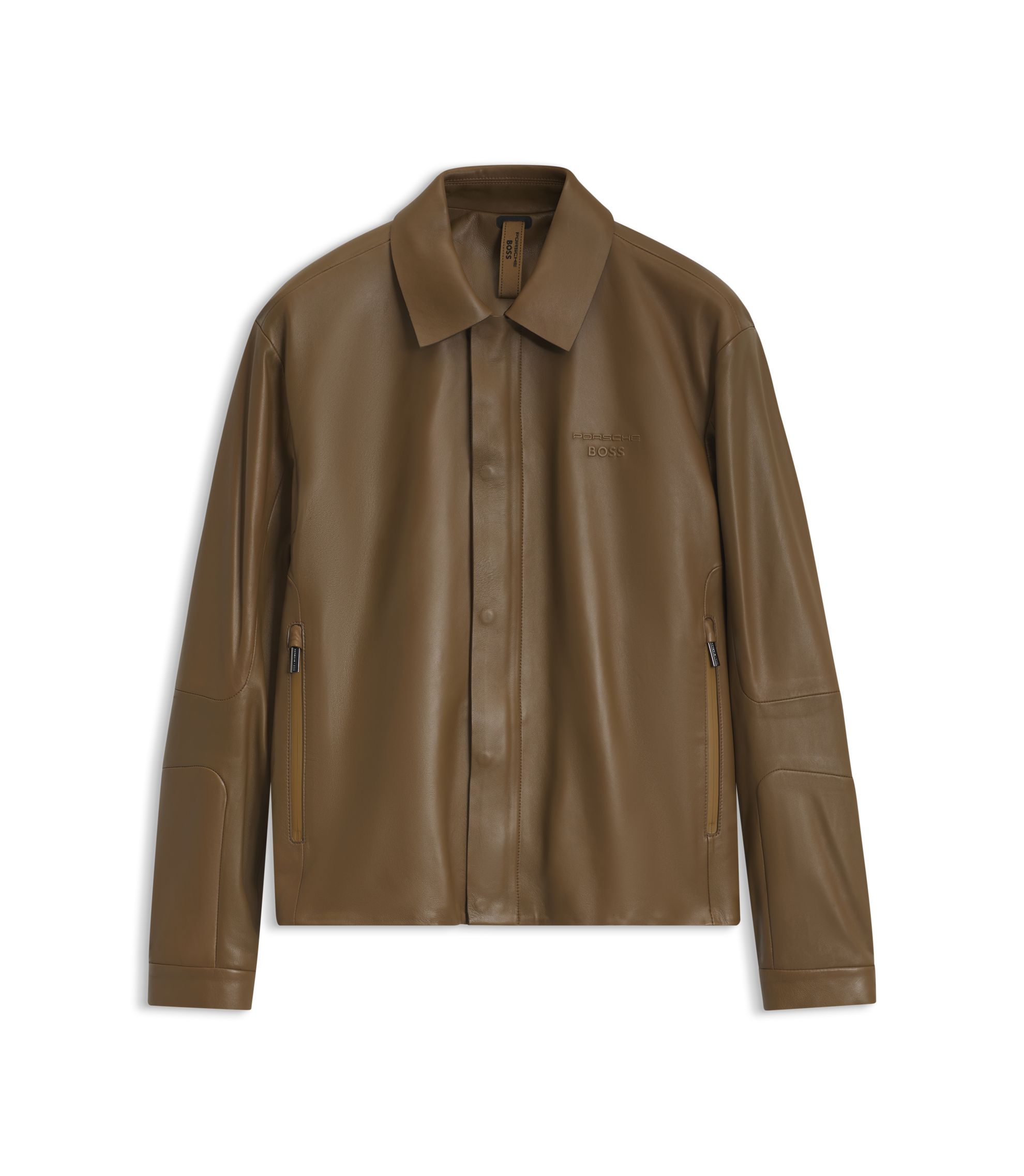 BOSS - Porsche x BOSS leather jacket with concealed magnetic