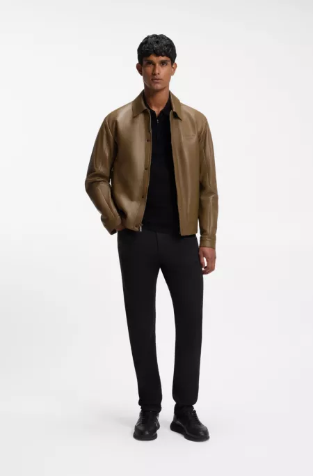 Porsche x BOSS veste en cuir avec fermoir magnétique dissimulé