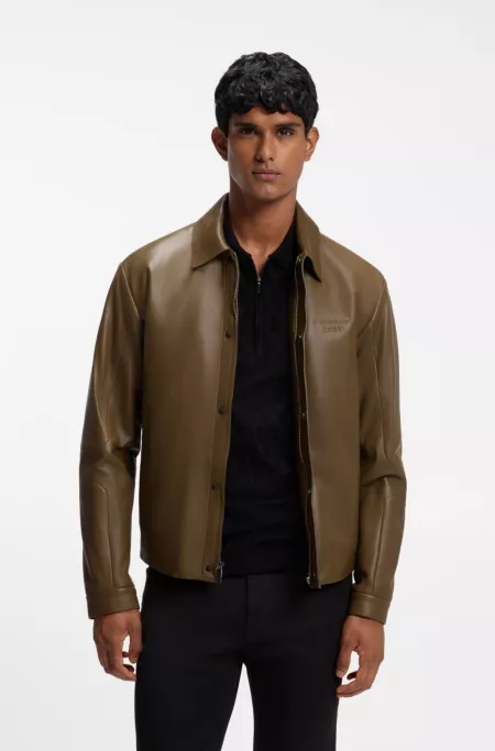 Porsche x BOSS veste en cuir avec fermoir magnétique dissimulé