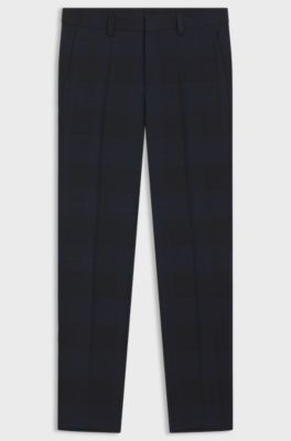 Extra-slim-fit trousers in virgin wool, Dark Blue