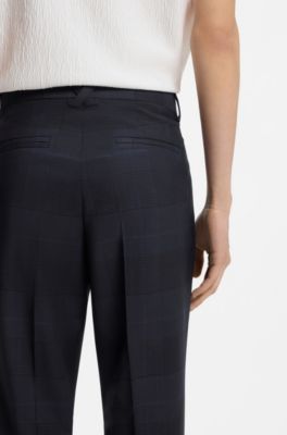 Extra-slim-fit trousers in virgin wool, Dark Blue