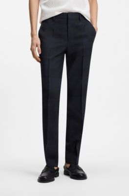 Extra-slim-fit trousers in virgin wool, Dark Blue