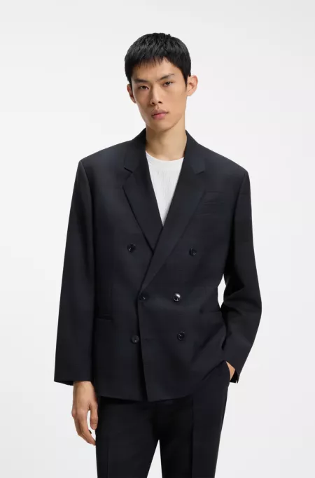 Modern-fit blazer in checked virgin wool