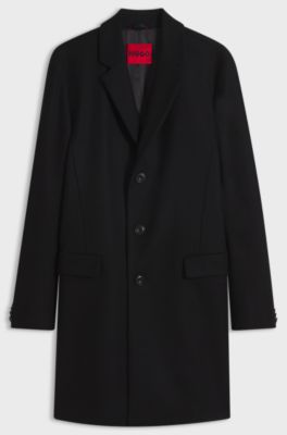Slim-fit coat with three-button closure, Black