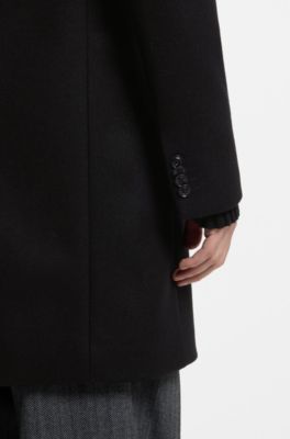 Slim-fit coat with three-button closure, Black