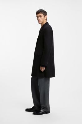 Slim-fit coat with three-button closure, Black