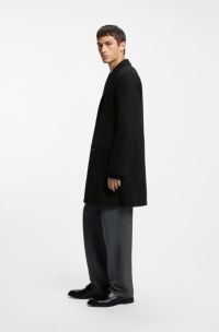 Slim-fit coat with three-button closure, Black