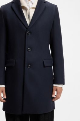 Slim-fit coat with three-button closure, Dark Blue