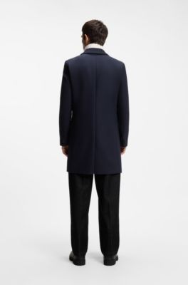 Slim-fit coat with three-button closure, Dark Blue