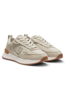 Suede trainers with Double B monogram 1