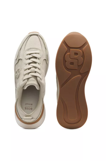 Suede trainers with Double B monogram